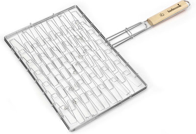 Barbecook - Grille à pince BBQ - grille de barbecue rectangle - grille BBQ élastique - L410 x P290 x H20 mm (surface de grill) - acier - chrome - avec poignée