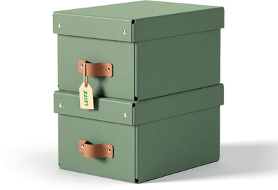 Leitz puro petite boîte de rangement avec couvercle - lot de 2 - 7l - carton 100% recyclé - vert