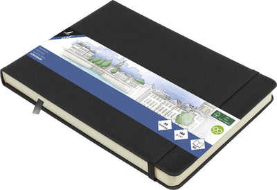 Carnet de croquis Kangaro - a5 paysage - noir - couverture rigide en polyuréthane - avec élastique et ruban - k-861230