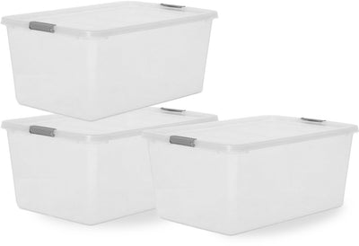 Boîte de rangement Iris storage avec clips - 40l - extra spacieuse - empilable - plastique - gris transparent - lot de 3