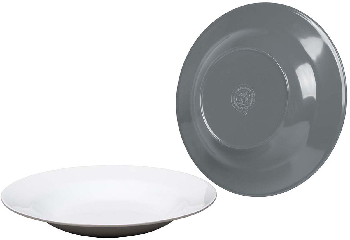 Bo-camp - assiette creuse - bicolore - mélamine - 4 pièces - gris