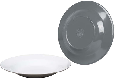 Bo-camp - assiette creuse - bicolore - mélamine - 4 pièces - gris