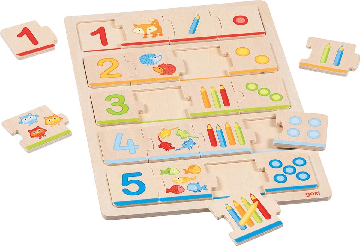 Goki Wooden Jigsaw Puzzle Apprenez à compter, 20e.