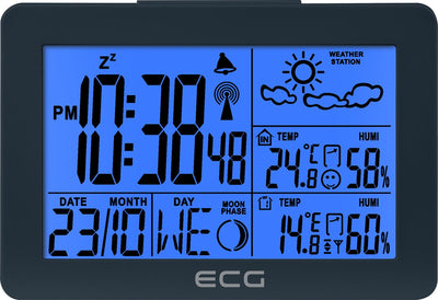 ECG MS 200 gris - station météo - température intérieure et extérieure - écran LCD HTN - capteur extérieur étanche - capteur 3 canaux