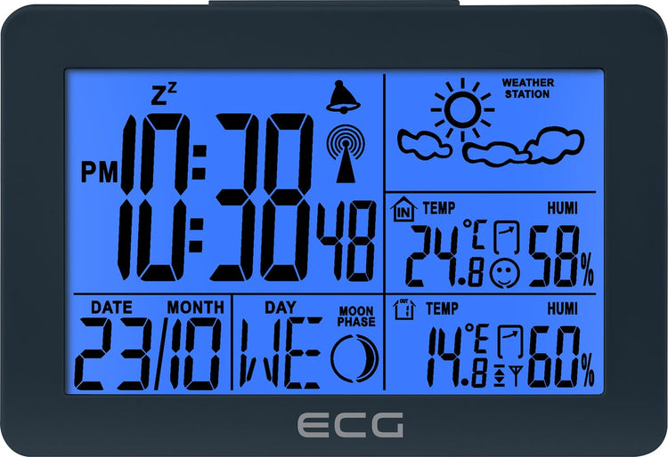 ECG MS 200 gris - station météo - température intérieure et extérieure - écran LCD HTN - capteur extérieur étanche - capteur 3 canaux