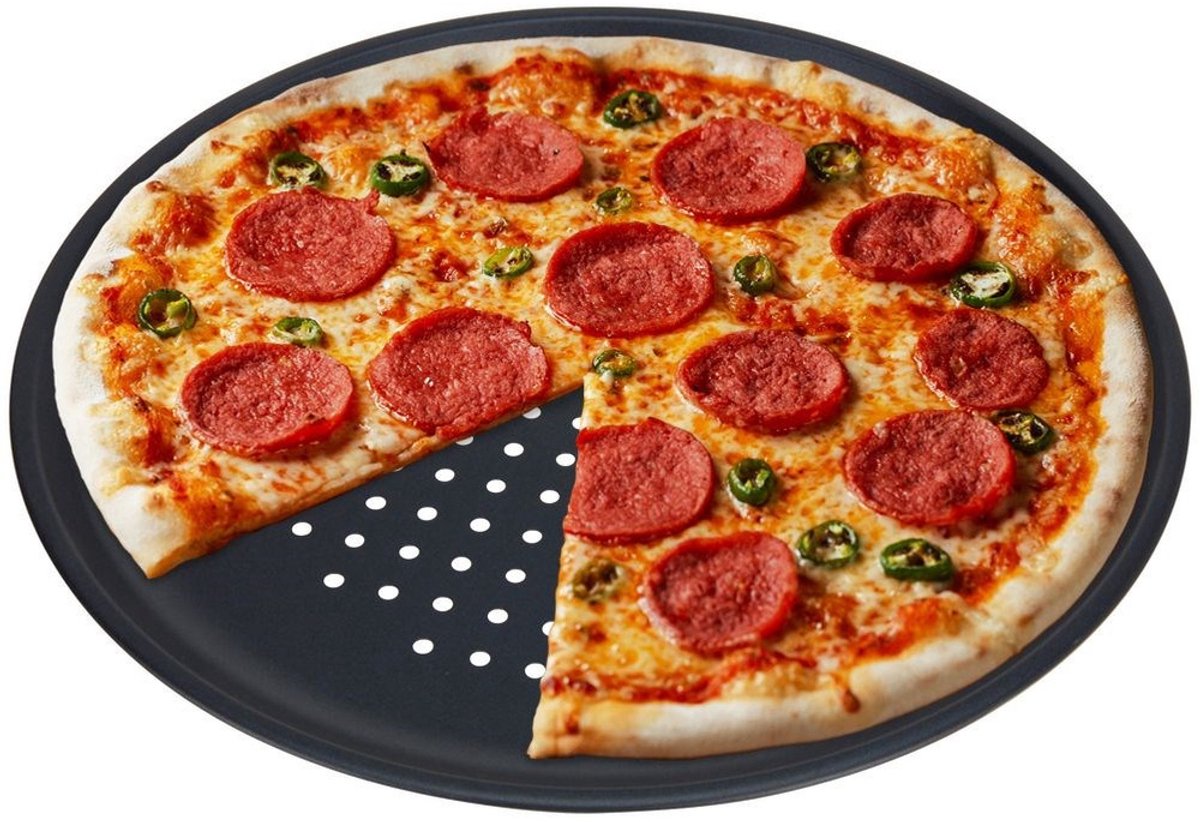 Excellent article ménager - forme pizza perforée - 32 cm - antiadhésif - résistant à la chaleur