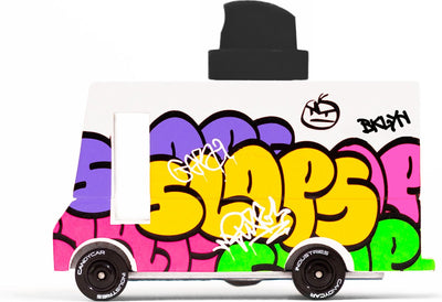 Candylab Toys Candycar Vans : graffiti noir (a807) 8,4 x 4,1 x 6,5 cm, moulé sous pression en bois, dans une boîte cadeau, 3+