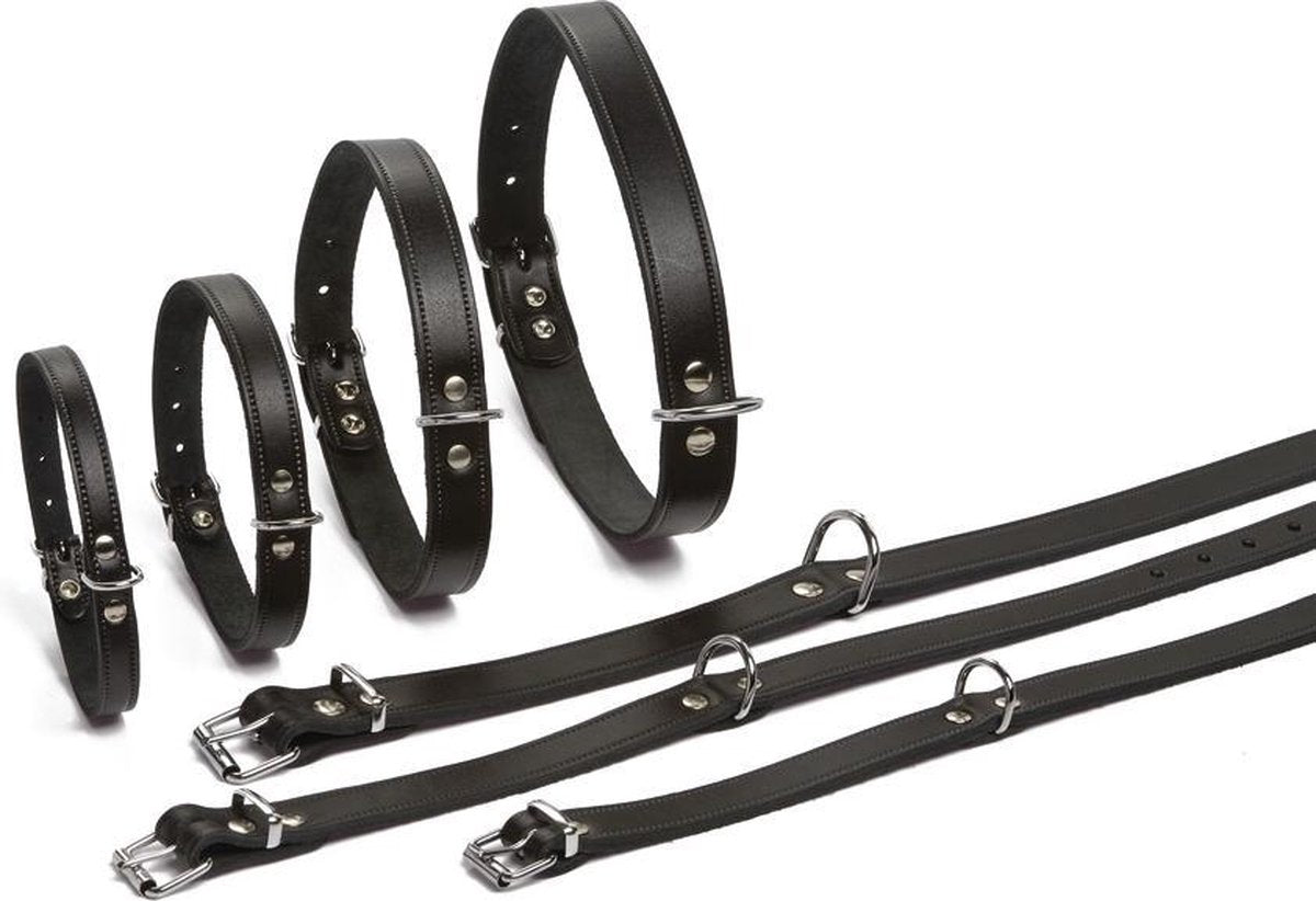 Beeztees - collier pour chien - cuir - noir - 32-37 cm x 16 mm