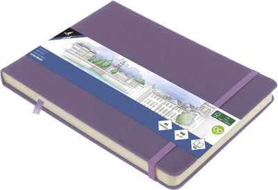 Carnet de croquis Kangaro a5 paysage - violet chiné - avec élastique et ruban - k-861313