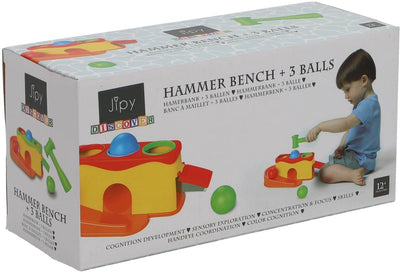 Jip y découvre le banc marteau + 3 boules colorées | 4 pièces