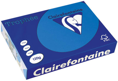 Clairefontaine trophée intense, papier coloré, a4, 120 g, 250 feuilles, turquoise