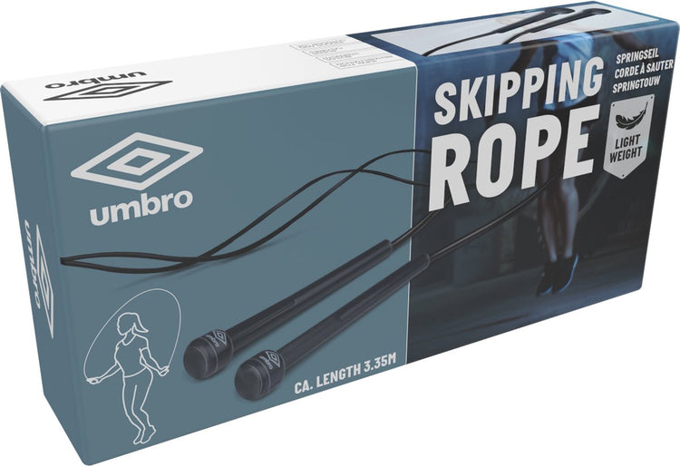 Sports Umbro | corde à sauter professionnelle | poids léger | longueur 3,35m | noir gris