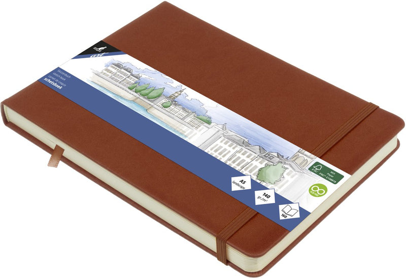 Carnet de croquis Kangaro a5 paysage - cognac - couverture rigide - avec élastique et ruban