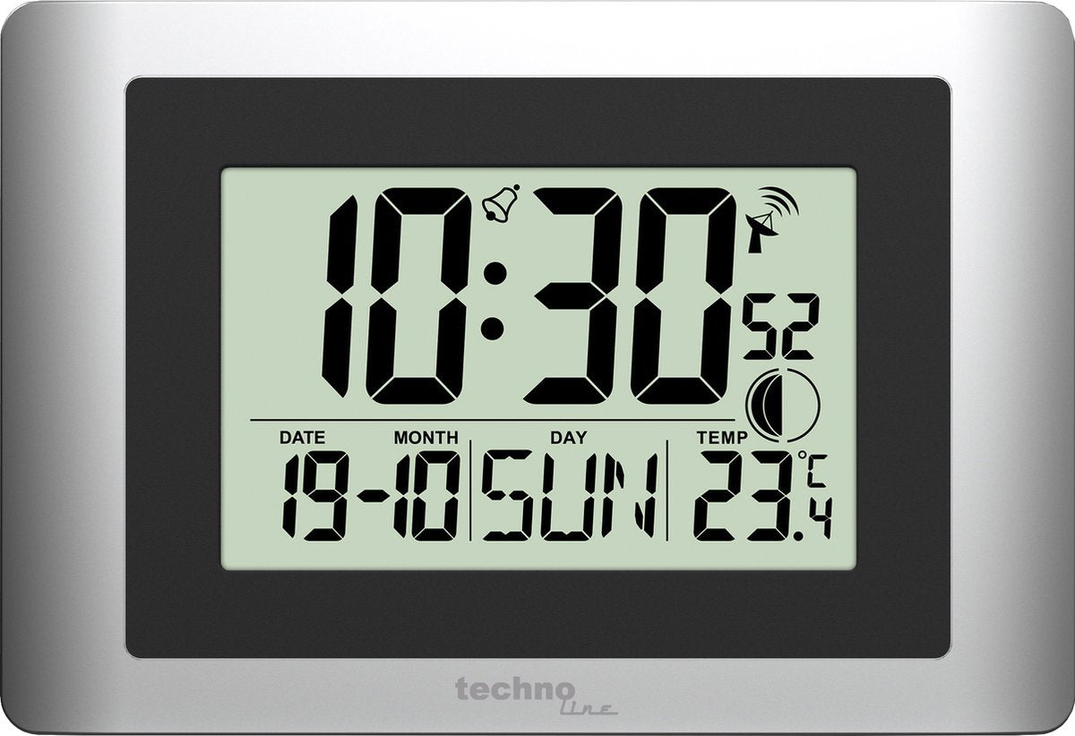 Technoline horloge murale numérique ws 8028 220x150x56mm argent