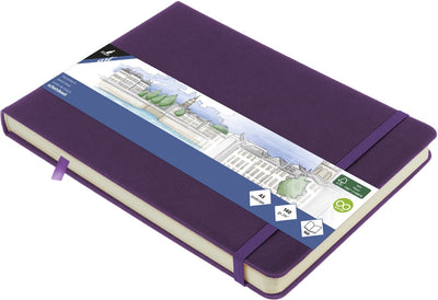 Carnet de croquis Kangaro - format A5 paysage - coeur violet - avec élastique et ruban