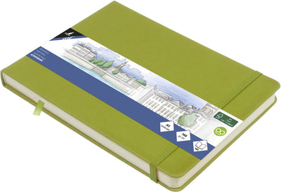 Carnet de croquis Kangaro a5 paysage - vert lime - couverture rigide - avec élastique et ruban - k-861239
