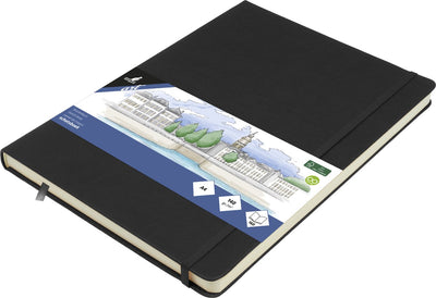 Carnet de croquis Kangaro a4 - noir - couverture rigide en pu - avec élastique et ruban - carnet de croquis - carnets de croquis - k-861240