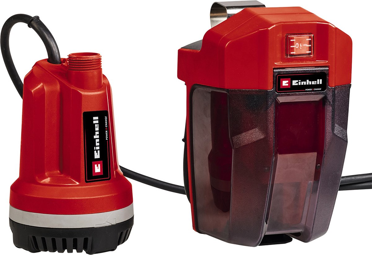 Boucle de pompe submersible à batterie Einhell 18 li solo - power x-change - 18 v li-ion - 5 000 l h - max. tête : 8 m - max. profondeur d'immersion : 4 m - aspiration jusqu'à : 15 mm - câble d'alimentation : 5 m - excl. batterie et chargeur