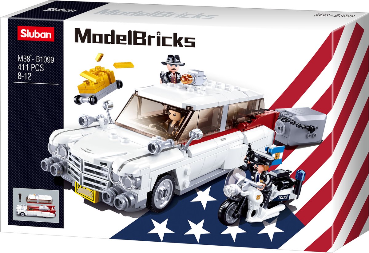 Sluban modèle briques American Robber Van jouets de construction pour enfants à partir de 8 ans - jouet de construction modélisme - boîte de construction avec 411 blocs de construction - m38-b1099