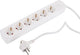 Prise Q-link - 6 prises - avec interrupteur - plate - 3 x 1,5 mm² - 1,5 m - PVC - blanc
