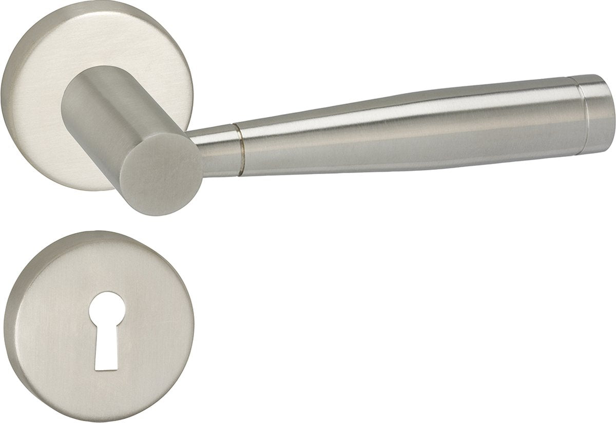 Poignée de porte Impresso - retford - pour l'intérieur - ronde avec rosace à clé ronde - acier inoxydable - 2 pièces