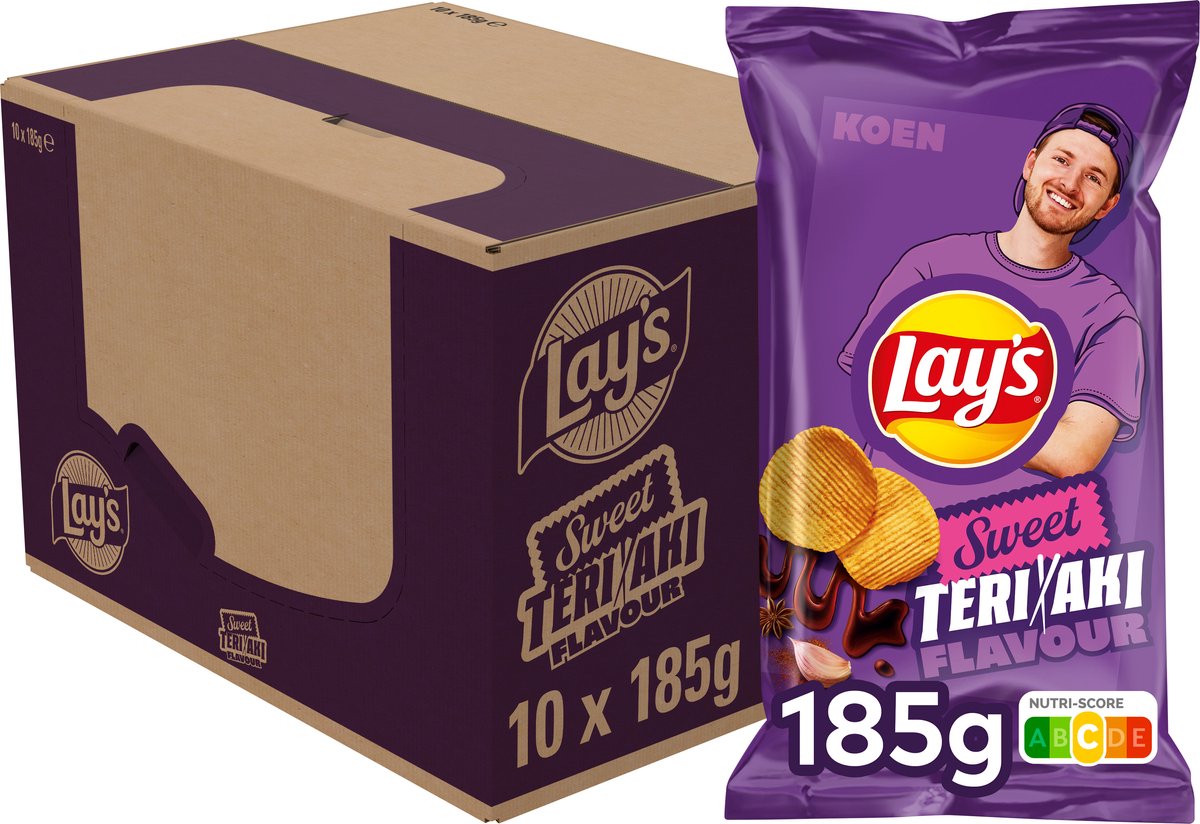 Lay's max chips côtelées teriyaki sucrées 10 x 185 gr