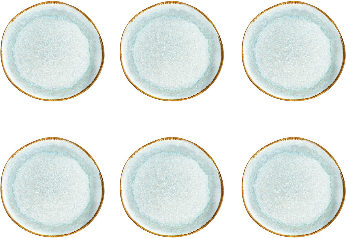 Médard de noblat - shadow aqua - assiette plate 28 cm - 6 pièces - grès