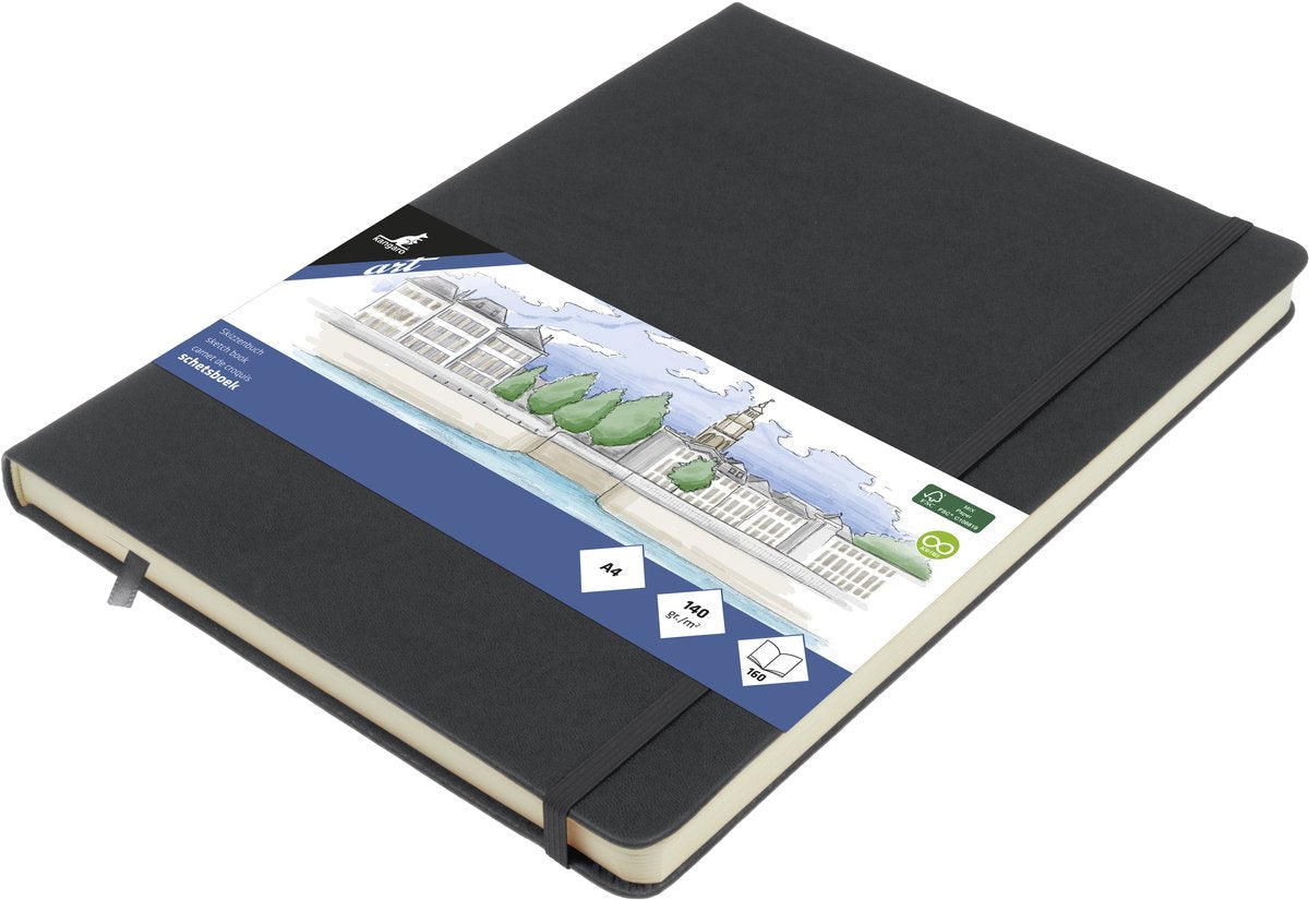 Carnet de croquis Kangaro a4 - gris froid - couverture rigide - avec élastique et ruban