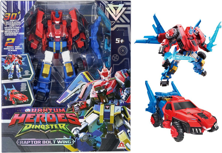 Héros quantiques dinoster dinoster - figurines robots 2 en 1 - robots transformables - 22cm - aile de boulon de raptor