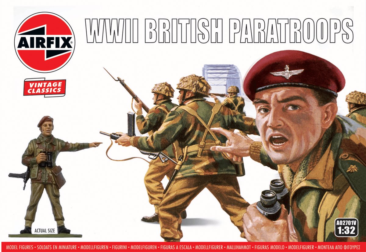 Airfix model kit véhicules militaires - 02701v parachutistes britanniques de la seconde guerre mondiale - figurines en plastique - 1:32 - modélisme