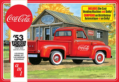 Amt model kit car - 1144 1953 ford f-100 pickup - coca-cola - voiture américaine en plastique - 1:25 - maquette