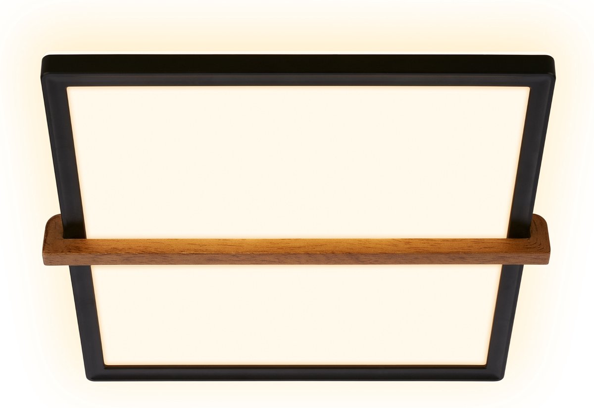 Briloner remsa - Plafonnier LED - Plafonnier à lumière indirecte - Lumière blanc chaud - 29 x 31,5 x 4 cm - Bois noir