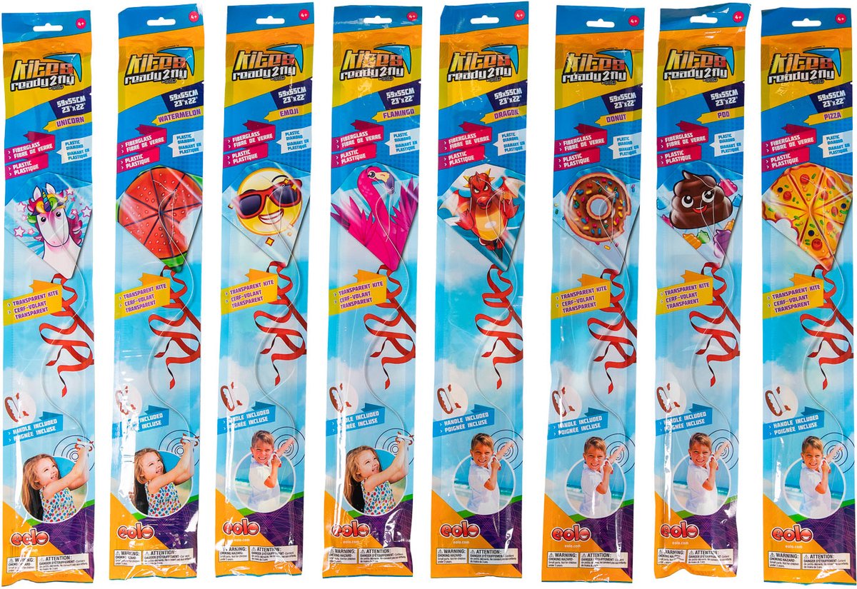 Kites Ready 2 Fly Theme Vliegers Ruit Display, 24st.