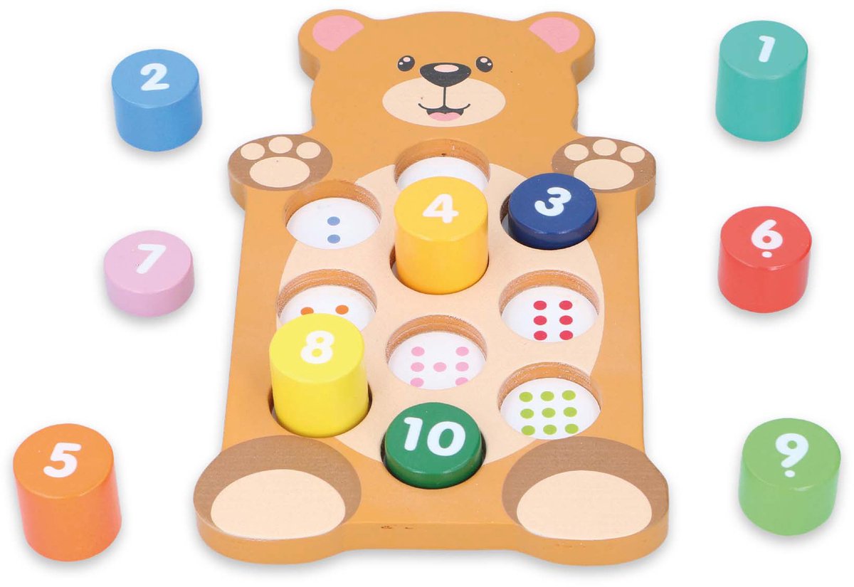 Marionnette - ours en bois avec chiffres - 10 blocs - 1 set
