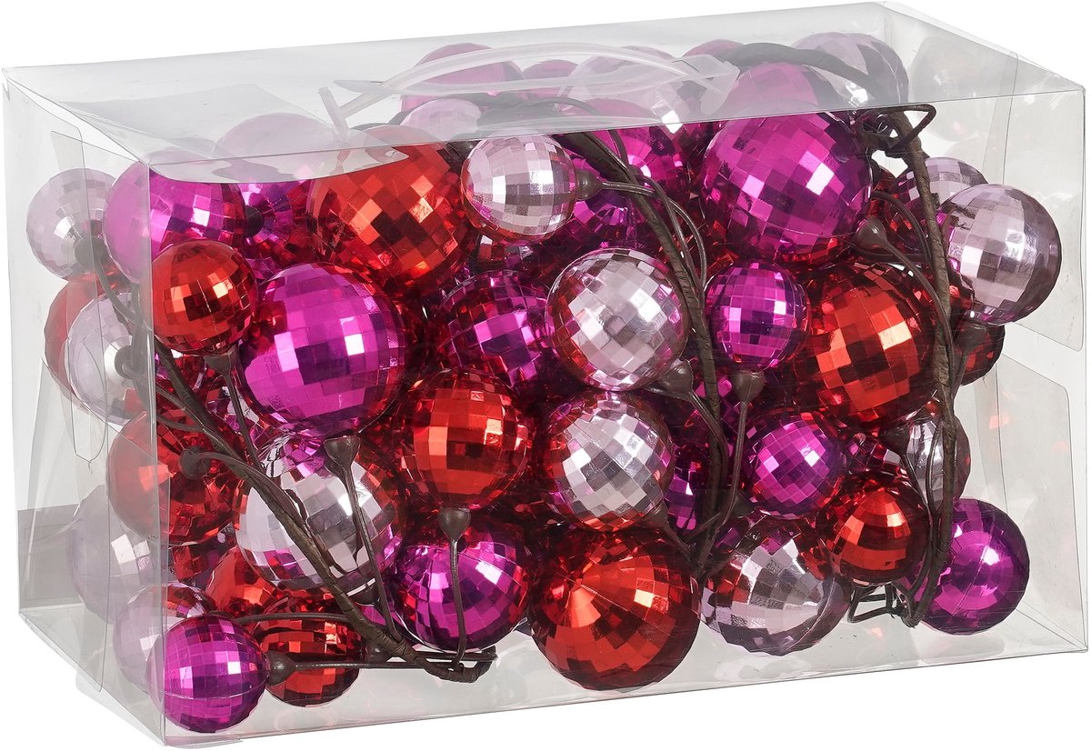 Guirlande boules de Noël Mica decorations - l180 cm - rose