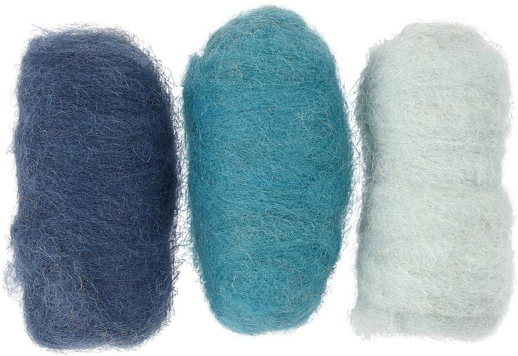 Laine cardée Creativ company, harmonie bleue, 3x10 gr 1 boîte