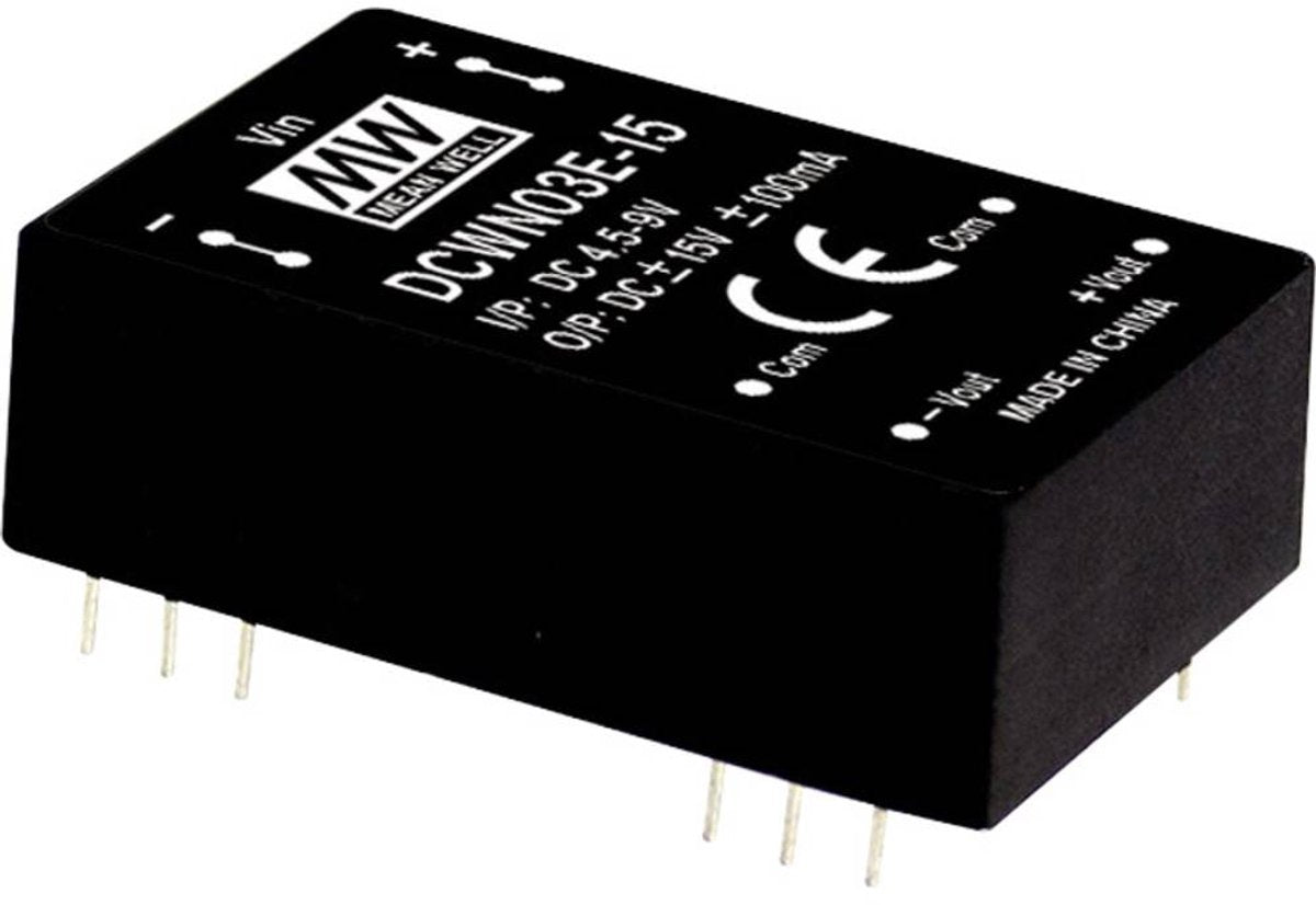 MW Mean Well DCWN03A-15 Module convertisseur DC DC 100 MA 3 W Nombre de sorties : 2 x contenu 1 pièce(s)