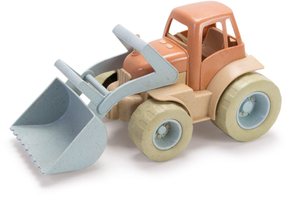 Tracteur Dantoy avec chargeur frontal orange bleu, 30 cm
