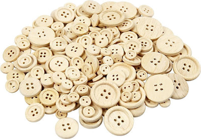 Boutons en bois Creativ company, d 8+11+15+18+23 mm, 440 pièces 1 boîte