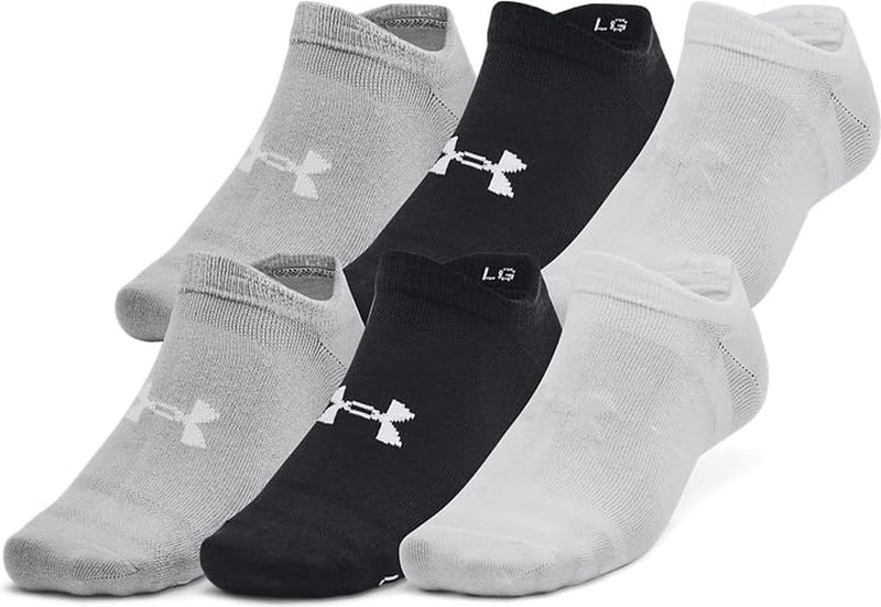 Under armour ua essential no show 6pk chaussettes de sport unisexes - noir - gris
