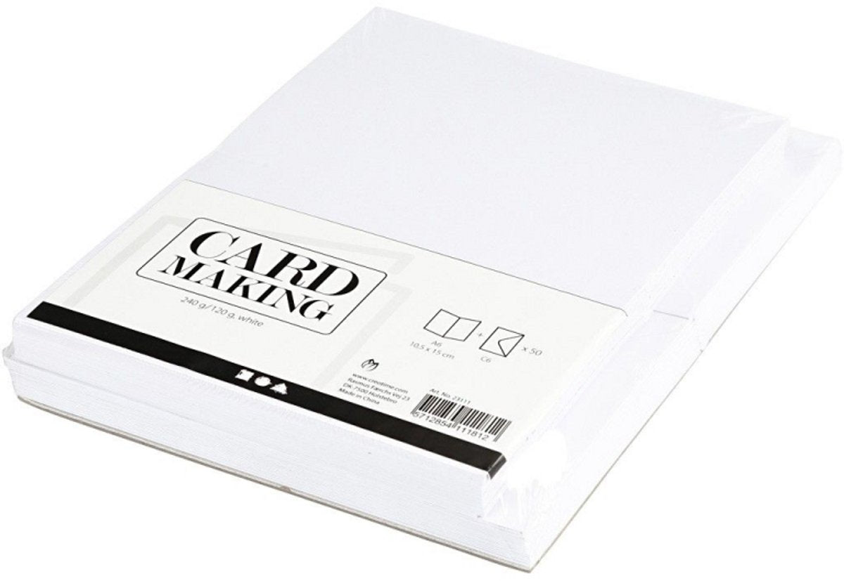 Cartes et enveloppes blanches, 50e.