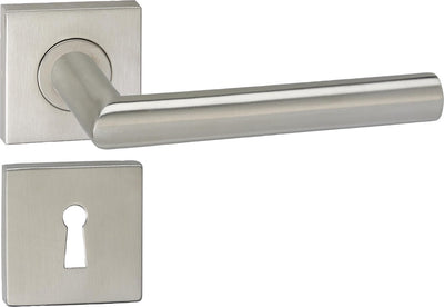 Poignée de porte Impresso - herse - pour l'intérieur - carrée avec rosace à clé carrée - acier inoxydable - 2 pièces