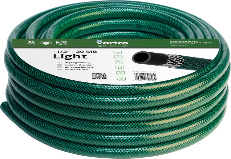 Vartco light - Tuyau d'arrosage 3 plis 1 2 50m | arrosage flexible | tresse croisée en polyester résistante aux UV 25 bar