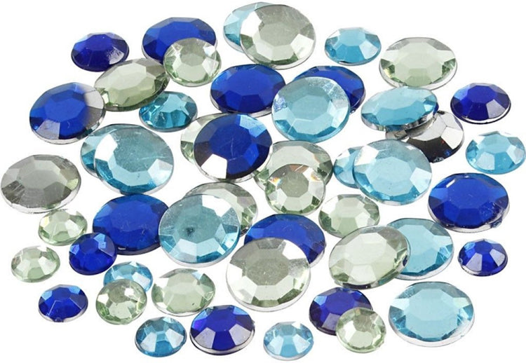 Strass Creativ company, ronds, taille 6+9+12 mm, harmonie bleu vert, 360 pièces 1 boîte