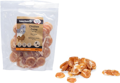 Beeztees friandises savoureuses pièces de poulet au poisson - snacks pour chiens - biscuits pour chiens - friandises pour chiens - 400 grammes