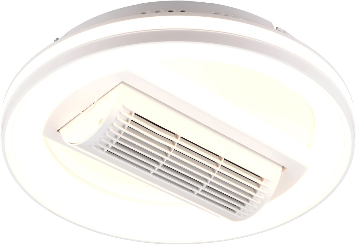 Rl vis ta réalité lumineuse Kurula - ventilateur - blanc - incl. 1x SMD 37 W - télécommande - variateur intégré - couleur de lumière réglable en continu - oscillante - mode été et hiver - 6 niveaux de vitesse