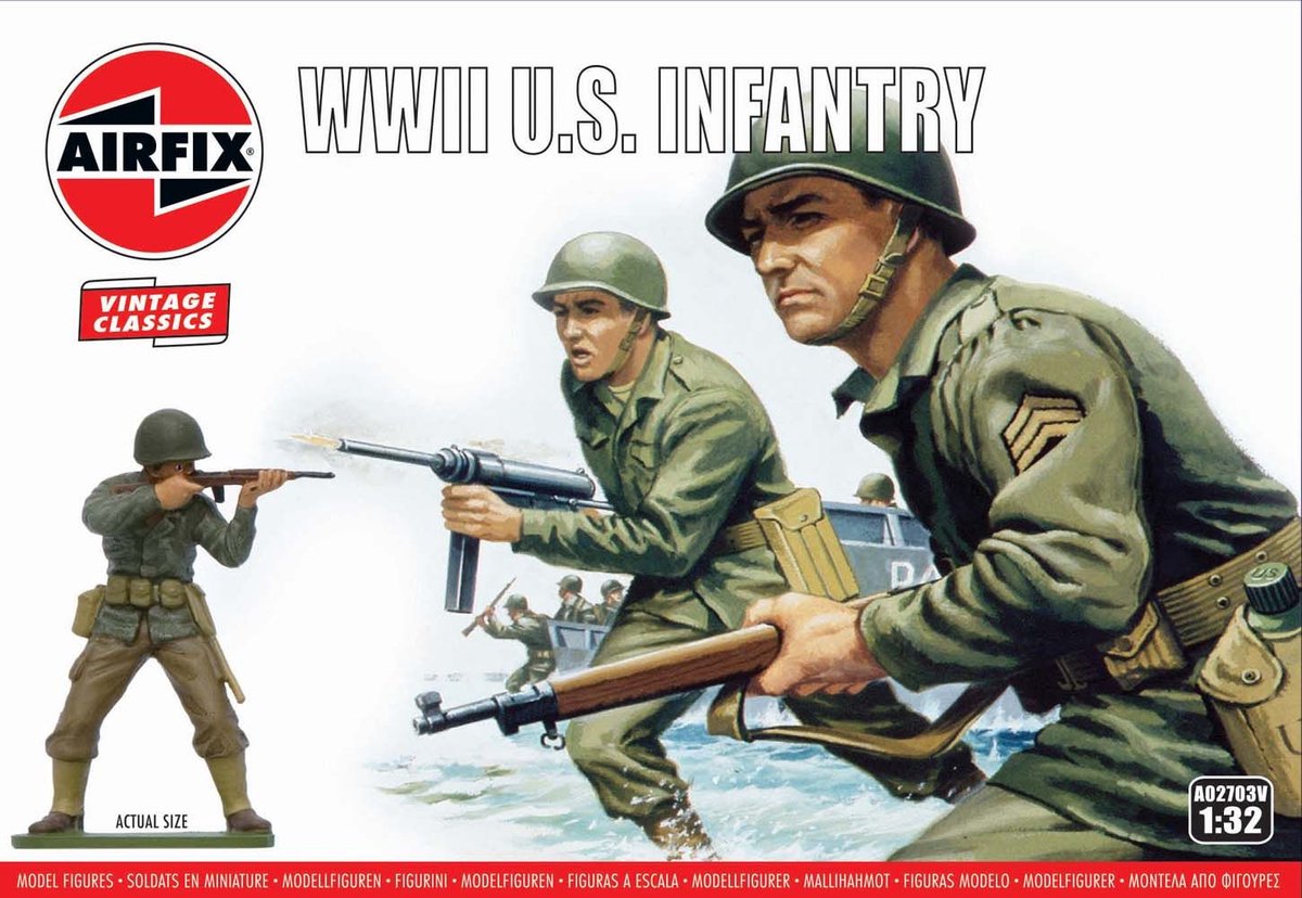 Maquette Airfix véhicules militaires - 02703v seconde guerre mondiale u.s. infanterie - figurines en plastique - 1:32 - modélisme