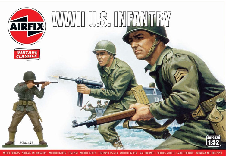 Maquette Airfix véhicules militaires - 02703v seconde guerre mondiale u.s. infanterie - figurines en plastique - 1:32 - modélisme