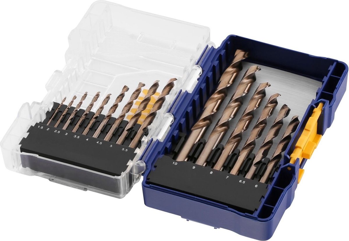 Irwin hss pro cobalt - jeu de forets à métaux - pointe fendue 135° - 1,5-10 mm - 15 pièces