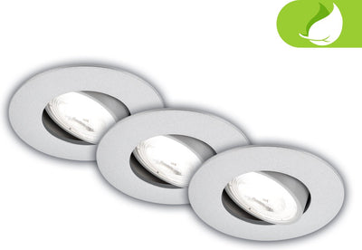 Briloner kulana a - lot de 3 spots encastrables - ultra efficace - eek a - 50 000 heures d'éclairage - orientable - 9 x 2,4 cm - chrome